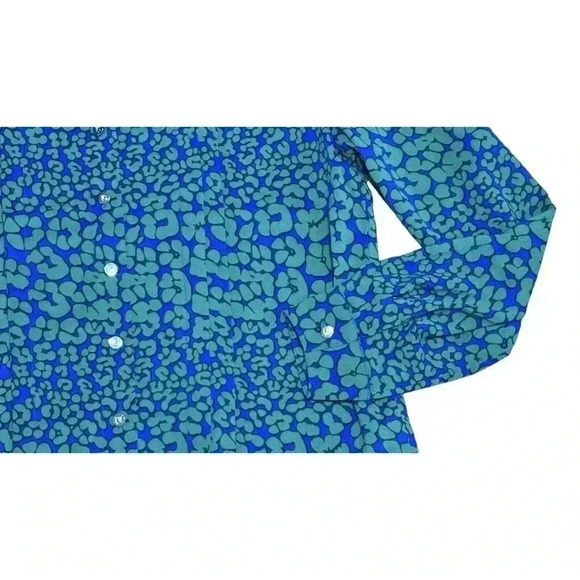 MARBLE Blue And Green Button Down Blouse Size Small - Picture 9 of 11